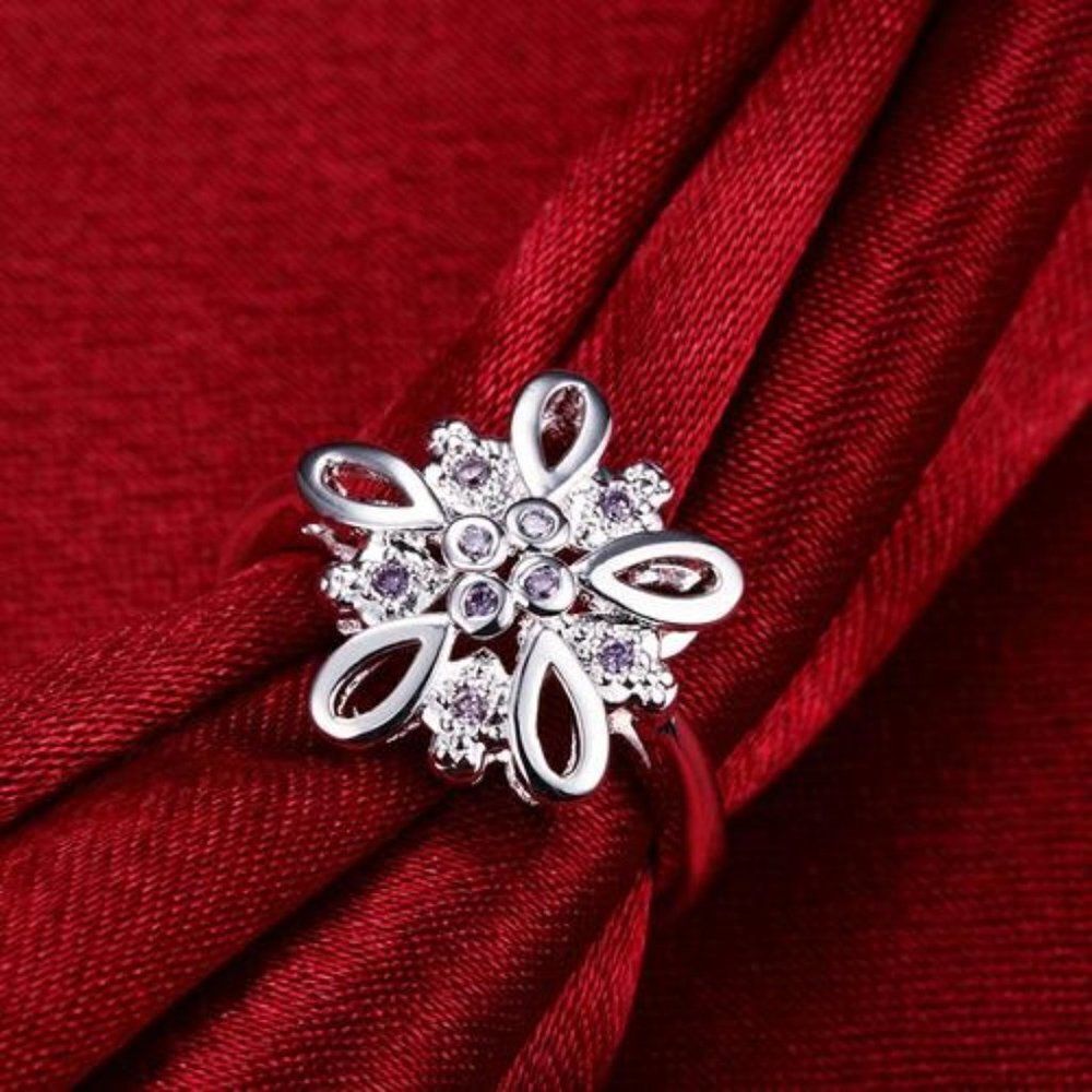 JT New Silver-Plated Cubic Zirconia Ring Size 7